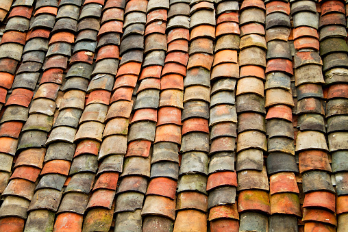 Old red brick roof tiles from north of Vietnam (H'mong house)