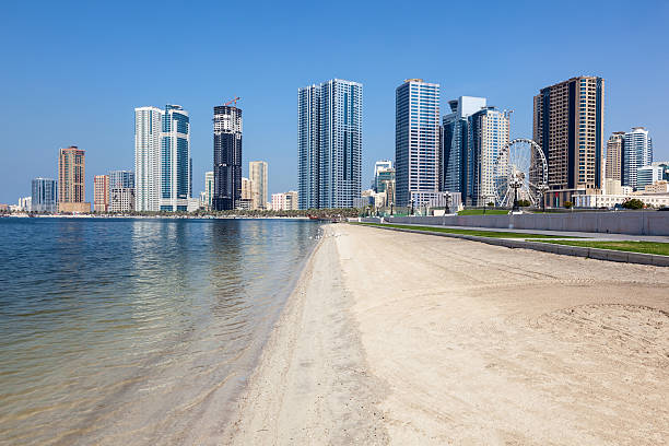 Beach in Sharjah City Beach in Sharjah City, United Arab Emirates emirate of sharjah stock pictures, royalty-free photos & images