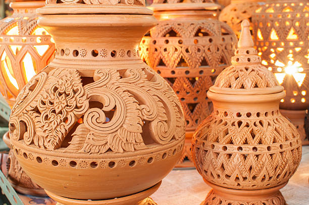 istock Beautiful Thai style designs on pottery 466873711