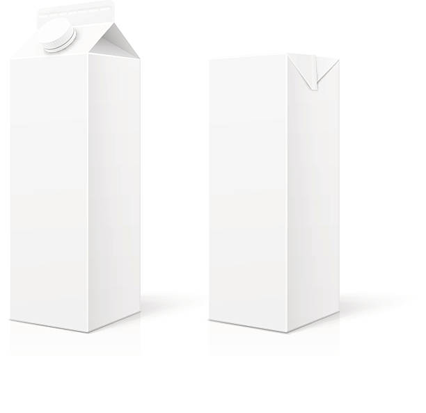 weiße milch und saft-package - getränkekarton stock-grafiken, -clipart, -cartoons und -symbole