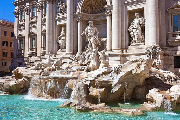 fontanna di trevi - trevi fountain rome fountain monument zdjęcia i obrazy z banku zdjęć