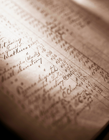 Antique accounting ledger.