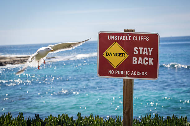 istock Dangerous cliffs sign in La Jolla, San Diego, California 466878336