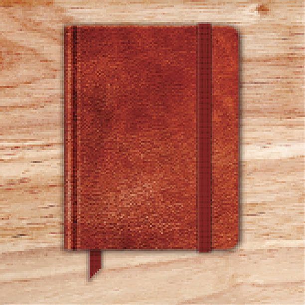 istock Natural Leather Notebook On A Wooden Desk. Copybook With Band 466880559