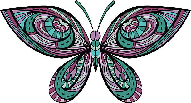 Vector illustration of Vintage Colors Abstract Butterfly