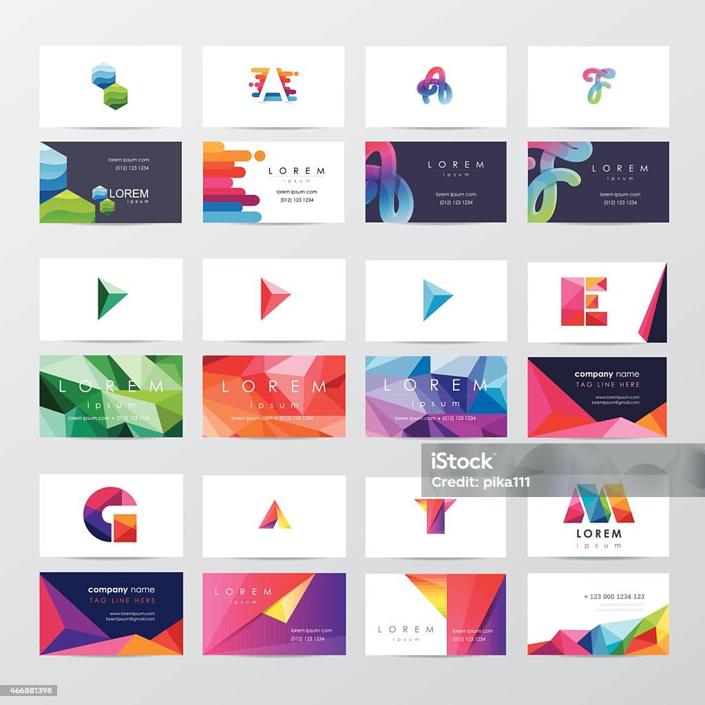 large collection of colorful business card template designs large collection of colorful business card template designs with visual identity icons Business Card stock vector