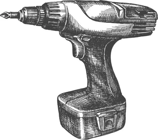 Vector illustration of drill vector logo design template. tool or cordless screwdriver icon