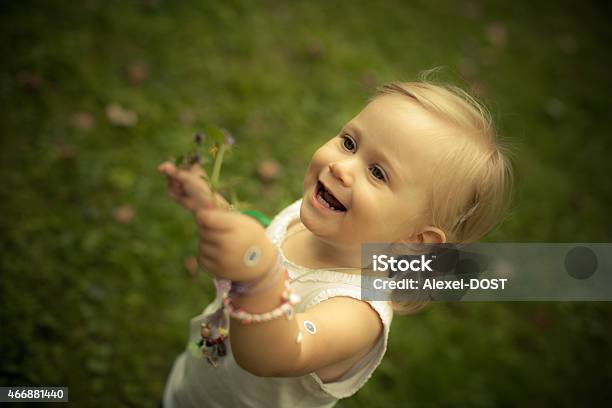 Adorable Toddler Girl Playing In The Park Stock Photo - Download Image Now - 2015, Baby - Human Age, Baby Girls