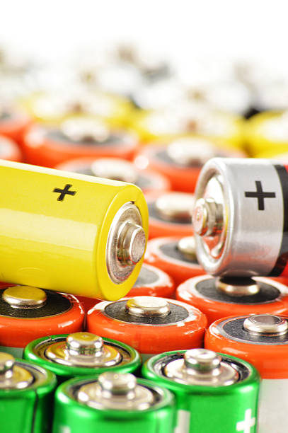 istock Composition with alkaline batteries. Chemical waste 466881451