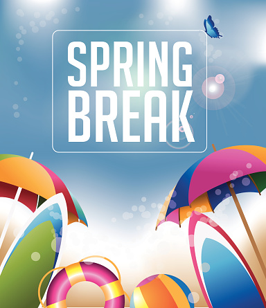 Spring Break background with copy space royalty free stock illustration for greeting card, ad, promotion, poster, flier, blog, article, social media, marketing