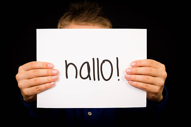 istock Child with German word Hallo - Hello in English 466881548