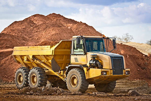 istock Large dump truck in a road construction 466881787