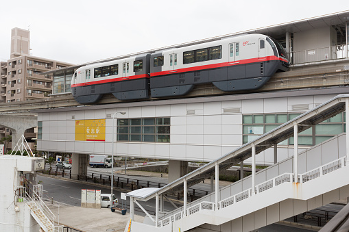 Naha, Japan - January 28, 2015 : Makishi Station in Naha, Okinawa, Japan. Okinawa Monorail is the only public rail system in Okinawa Prefecture. 