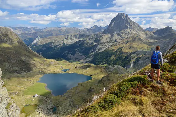 There are the alpine lake Gentau, the recognizable summit Pic du Midi d'Ossau and remote mountain ranges in the Bearn Pyrenees.