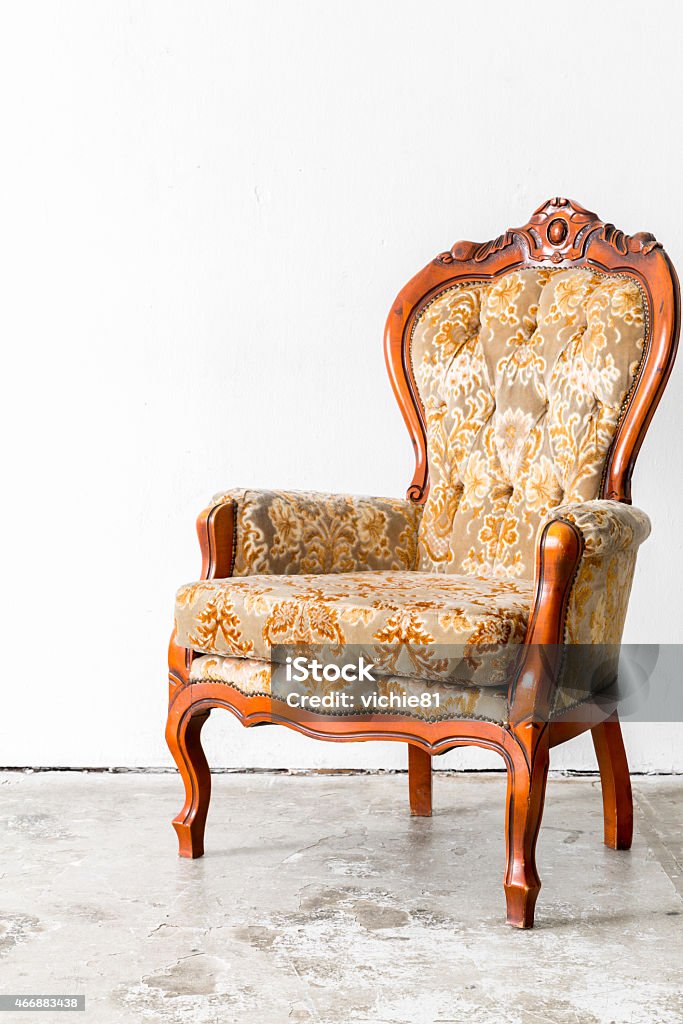 Brown Retro Chair Brown Royal classical style Armchair sofa couch in vintage room 2015 Stock Photo