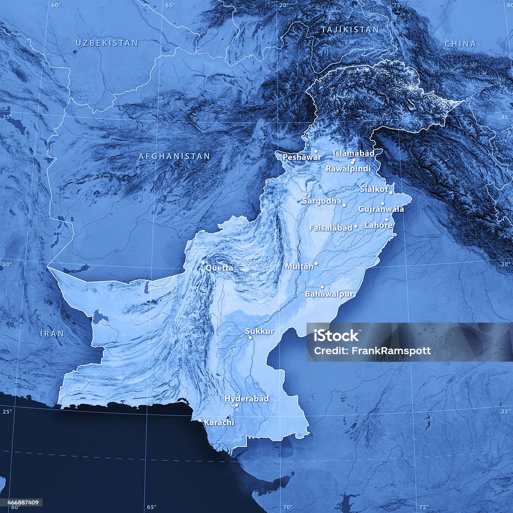 Mapa Pakistán (Versión en inglés - Foto de stock de Pakistán libre de derechos