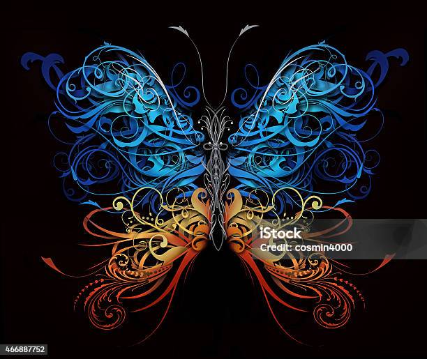 Butterfly Made Of Flourish Abstract Shapes Stock Photo - Download Image Now - 2015, Abstract, Animal