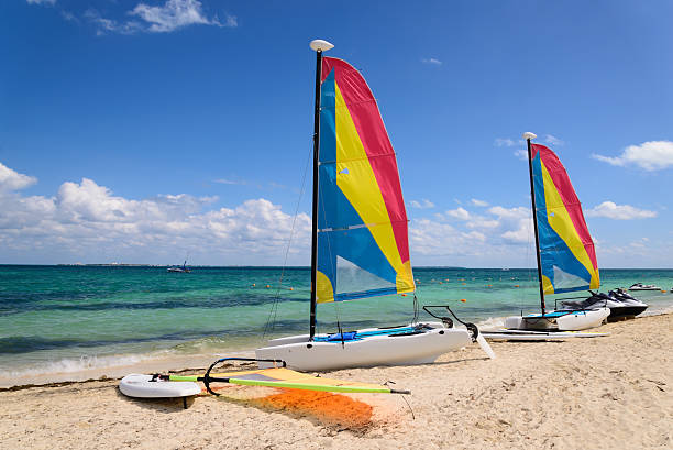 istock Sailing boats on coast. tropical sea beach 466888528