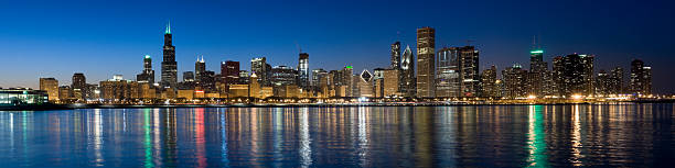 istock Panoramic View of the Chicago Skyline at Dusk (XXXL) 466888679