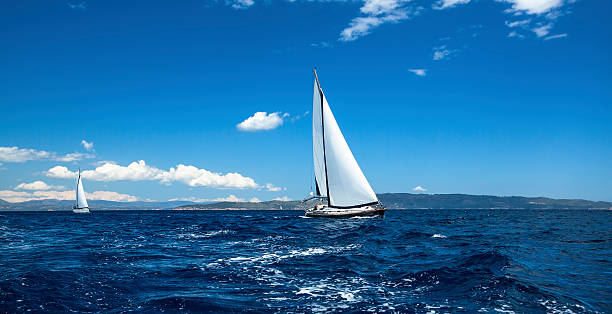 istock Sailing in the wind through the waves. 466889602