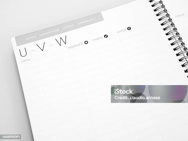 Address Book Series Uvw Stock Photo - Download Image Now - Address Book, Black And White, Blank