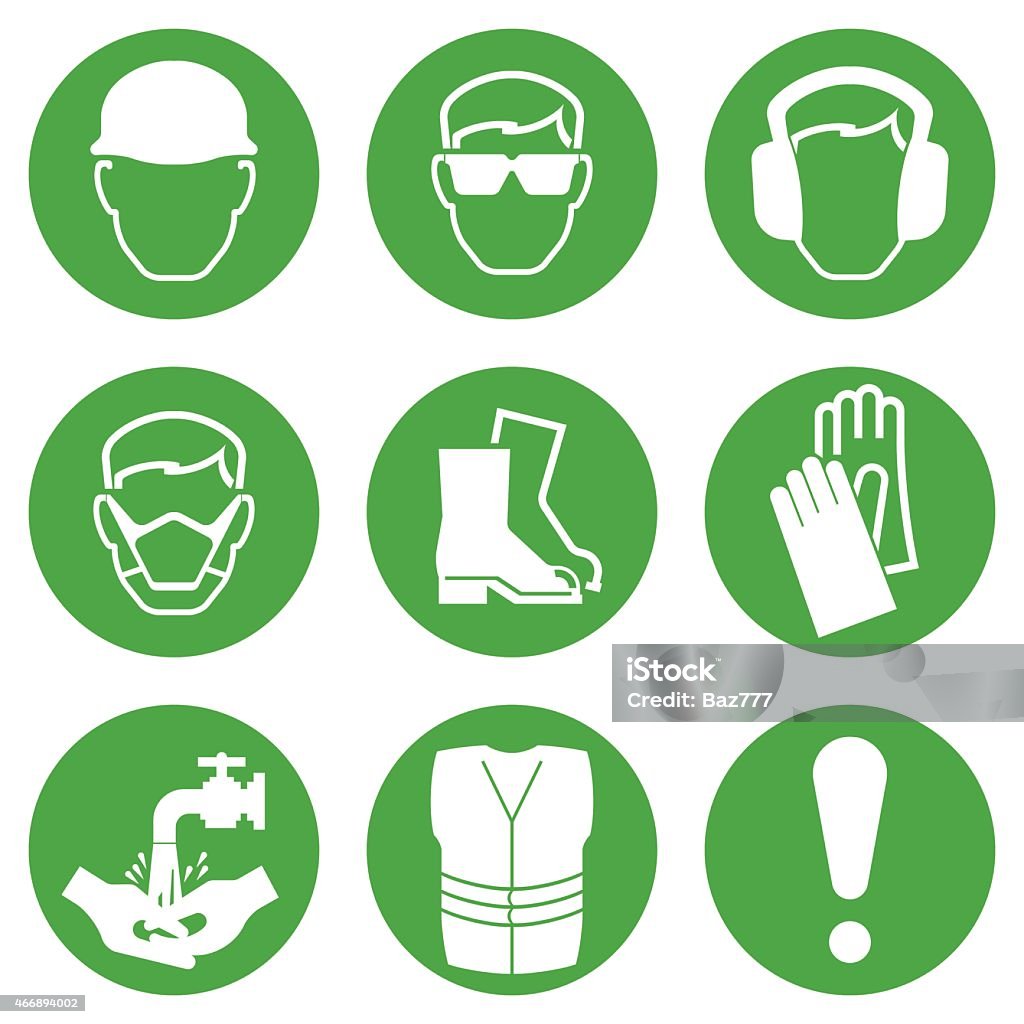 Construction industry illustrated icons Green Construction and manufacturing Industry Health and Safety Icon collection isolated on white background 2015 stock vector