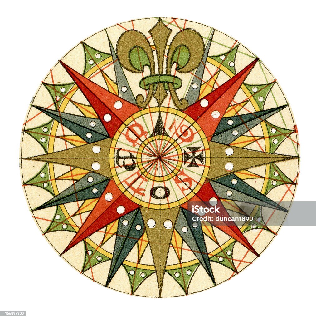 Stary Kompas róża - Zbiór ilustracji royalty-free (Róża wiatrów)