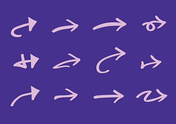 фиолетовый стрелка иконки векторная иллюстрация - one way the way forward arrow sign directional sign stock illustrations