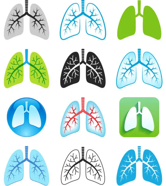 Vector illustration of Human Lung Symbols