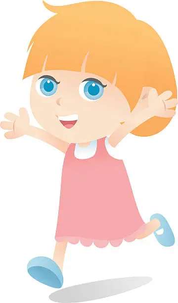 Vector illustration of Girl run with hands wide open