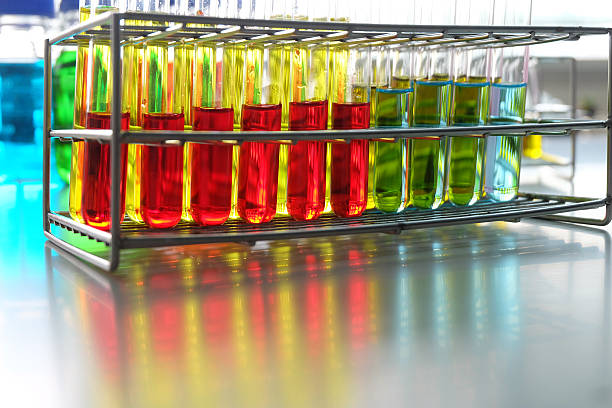 istock Colorful fluid in test tube for laboratory use 466907370