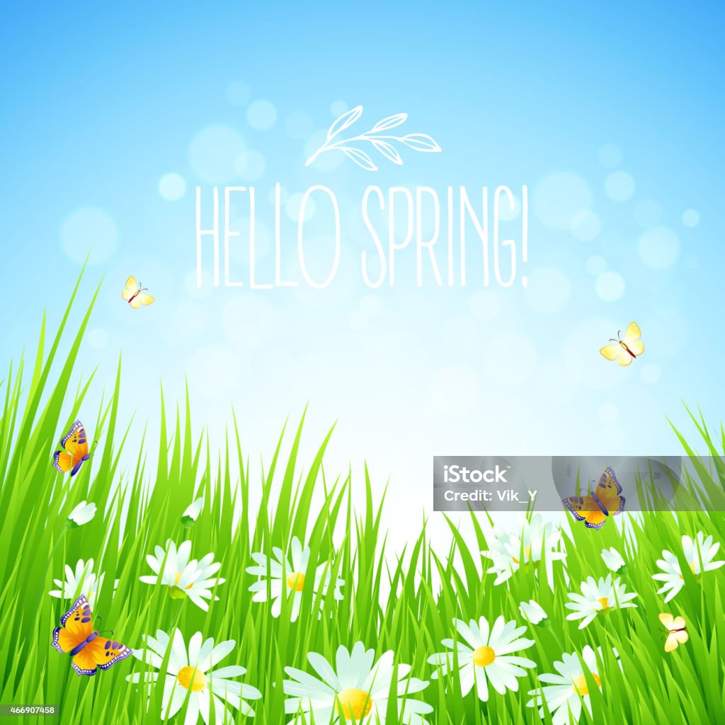 Fresh spring background with  dandelions and daisies Fresh spring background with grass, dandelions and daisies 2015 stock vector