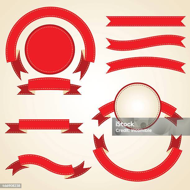 Set Of Curled Red Ribbons Vector Illustration Stock Illustration - Download Image Now - Award Ribbon, Group Of Objects, Icon Set