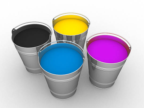 istock CMYK - Buckets with a paint 466911424