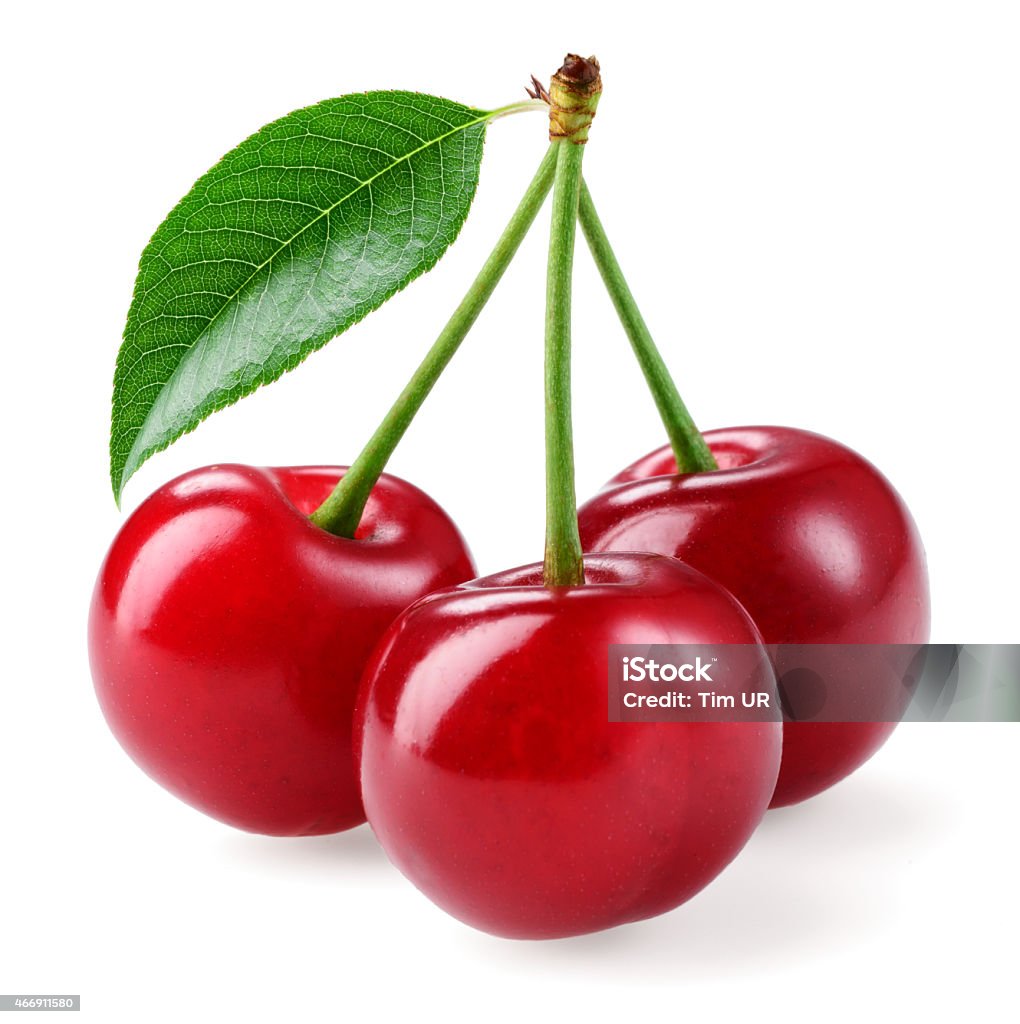 Cherry. Three berries isolated on white background Cherry Stock Photo