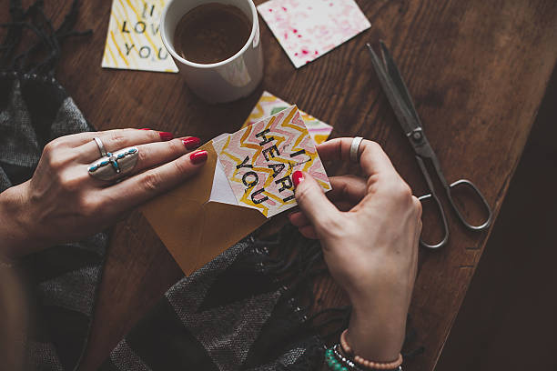 Woman making love letter