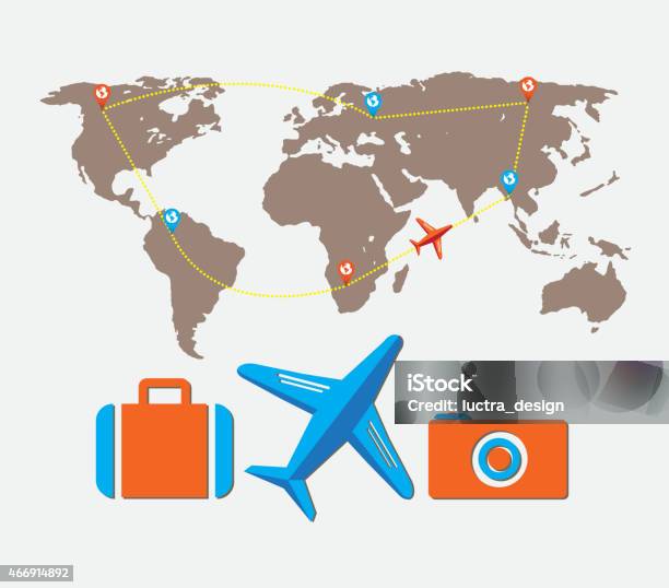 Travel Tour Of The World Stock Illustration - Download Image Now - 2015, Airplane, Backgrounds