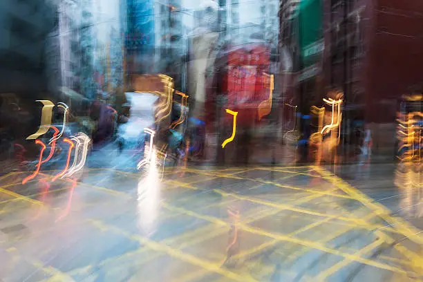 Street Under the Raina  abstraction,, Hong Kong.China