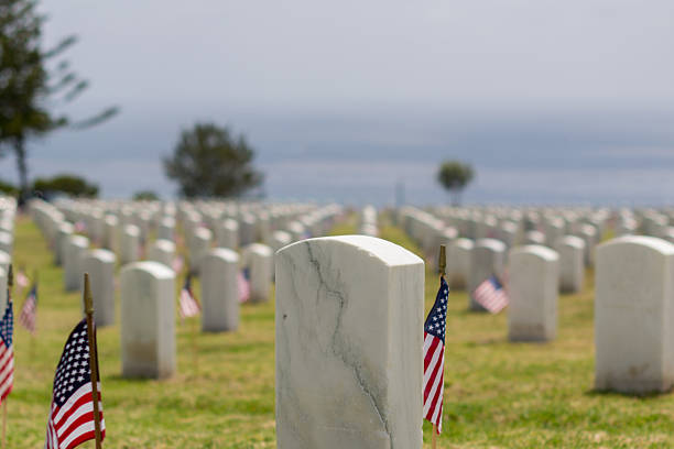American flag flying on the 4th of July at a veterans cemetary in Arizona