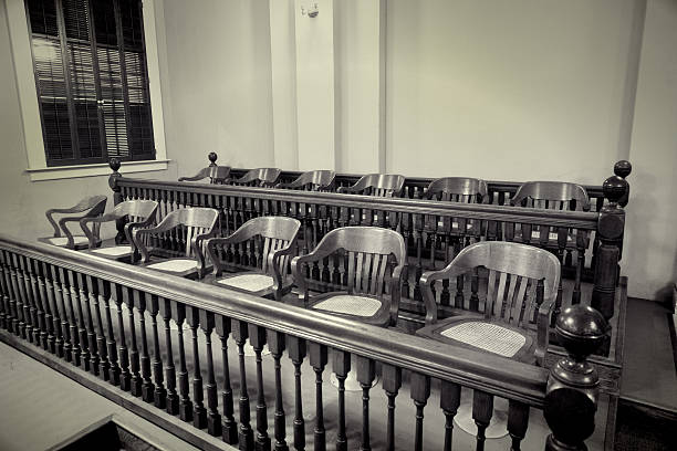 Retro photo of Jury Seating in a Courtroom stock photo