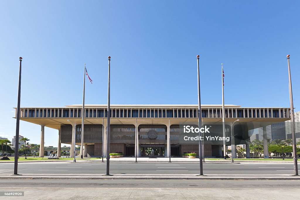 State Capitol Building of Hawaii in Honolulu USA The state Capitol building of the state of Hawaii, located in Honolulu on the island of Oahu. Capital Cities Stock Photo