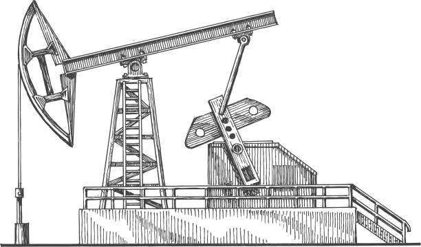 kołysania wektor logo projekt ropy naftowej lub przemyśle wzoru ikony - hydraulic platform illustrations stock illustrations