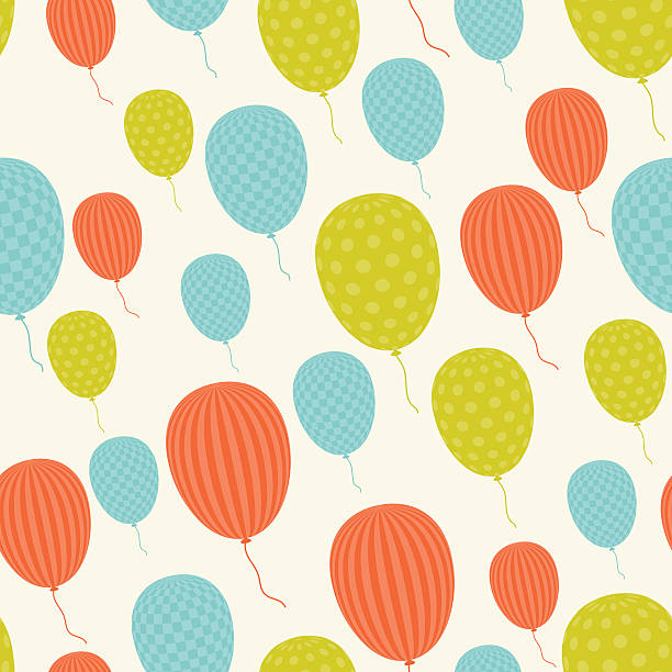 ilustrações, clipart, desenhos animados e ícones de vetor sem costura padrão em estilo retrô, voando balões - balloon moving up child flying