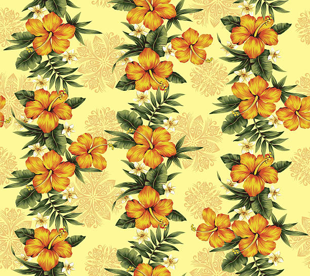 pattern Hibiscus I drew Hibiscus for a design hawaiian shirt pattern stock illustrations