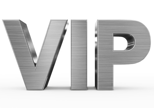 VIP metal - 3d letters isolated on white, front view