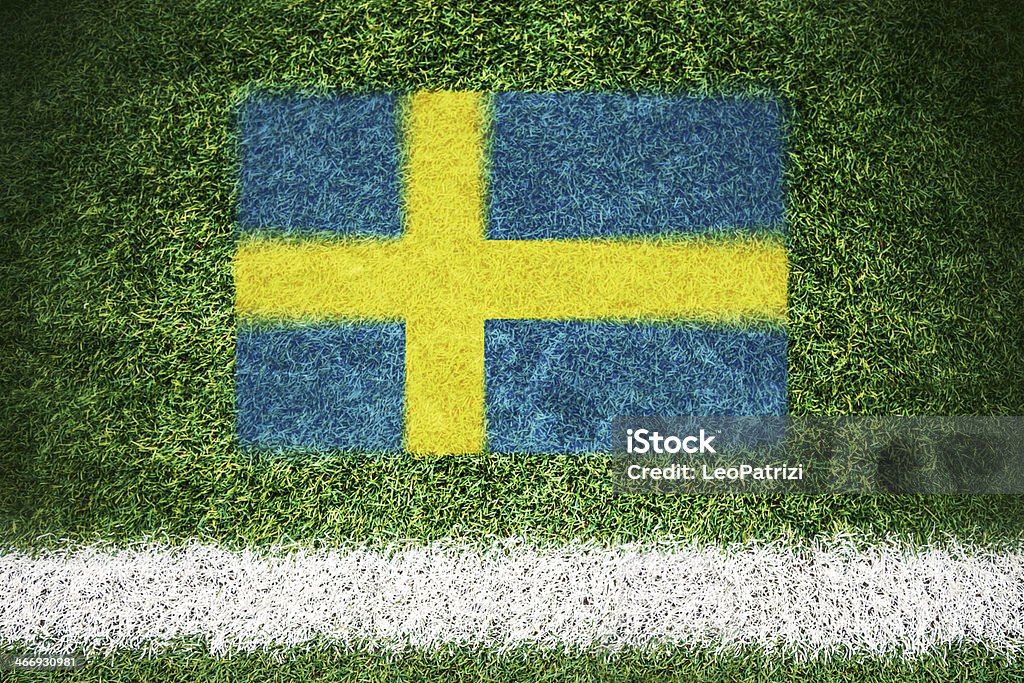 Flaga Szwecji wydrukowany na boisko do piłki nożnej - Zbiór zdjęć royalty-free (2014)