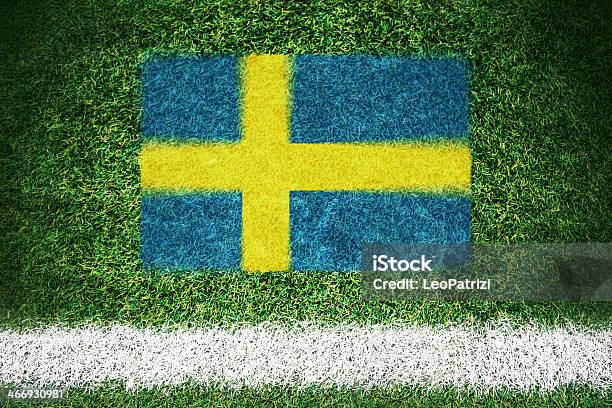 Flaga Szwecji Wydrukowany Na Boisko Do Piłki Nożnej - zdjęcia stockowe i więcej obrazów 2014