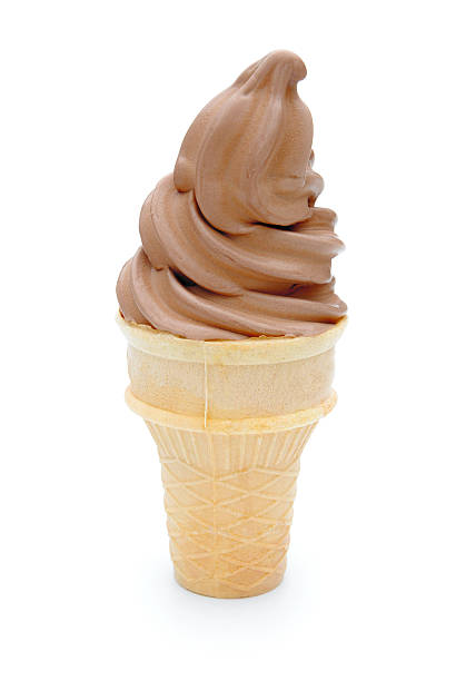 istock chocolate flavor ice cream cone on white 466931437