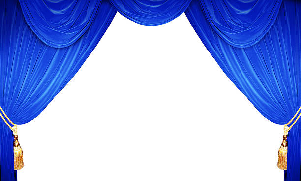 blue curtain stock photo