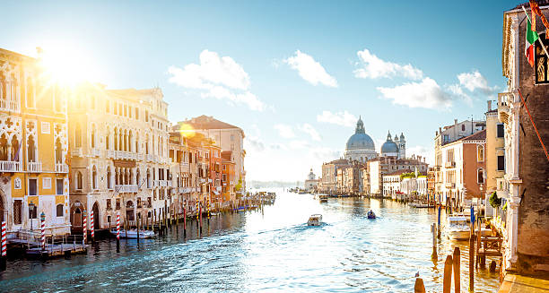 Venice landscape photo of Academia Bridge on Grand Canal View from Accademia Bridge on Grand Canal in Venice venice italy stock pictures, royalty-free photos & images